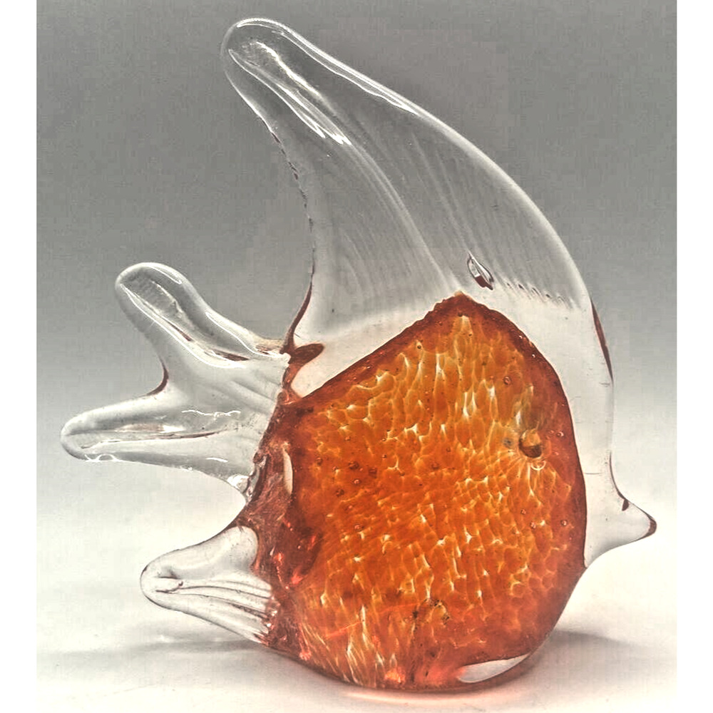 Vintage Glass Orange Fish Paper Weight U258/26